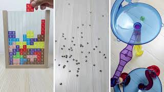 ASMR Video with jingle bells, beads, balls, wooden toys, marble run and other