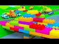 Little Cars Build a Color Blocks Bridge!