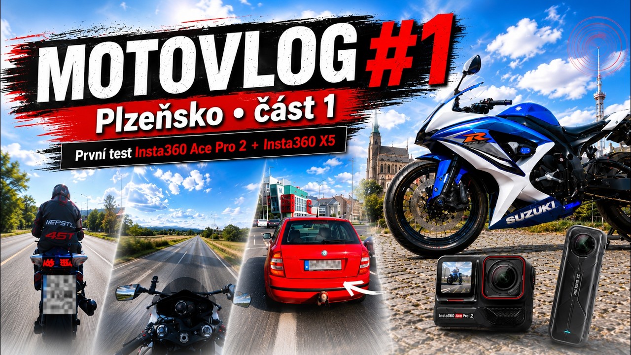 MOTOVLOG #1 | Plzeňsko část 1 | První test Insta360 Ace Pro 2 + X5 🏍️📷