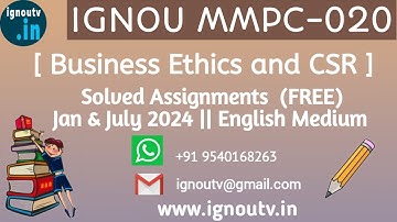 IGNOU MMPC-020 Solved Assignment Jan & July 2024 [FREE] || IGNOU MBA || IGNOU TV || IGNOU ||