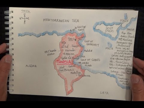ASMR Drawing A Map Of Tunisia Australian Accent Chewing Gum Quietly Whispering 