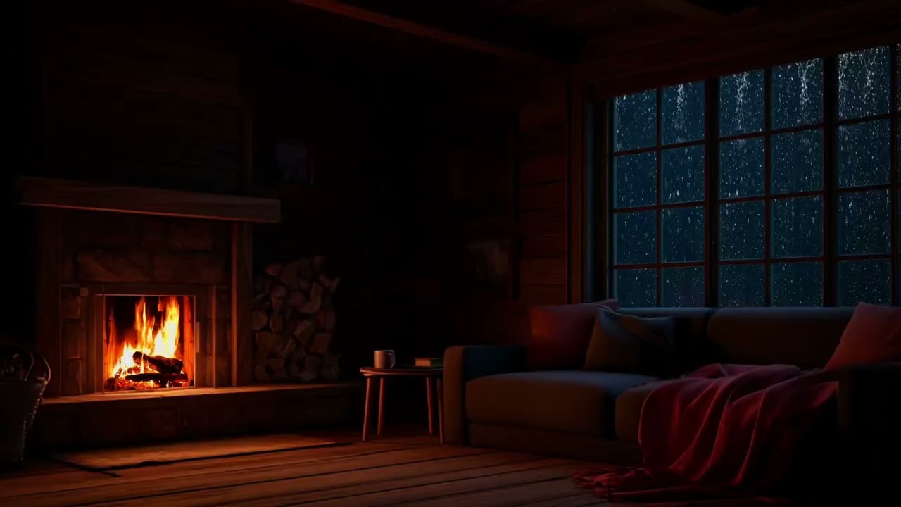 🌧️ Soft Rain Tapping + Fireplace 🔥 Sleep Instantly