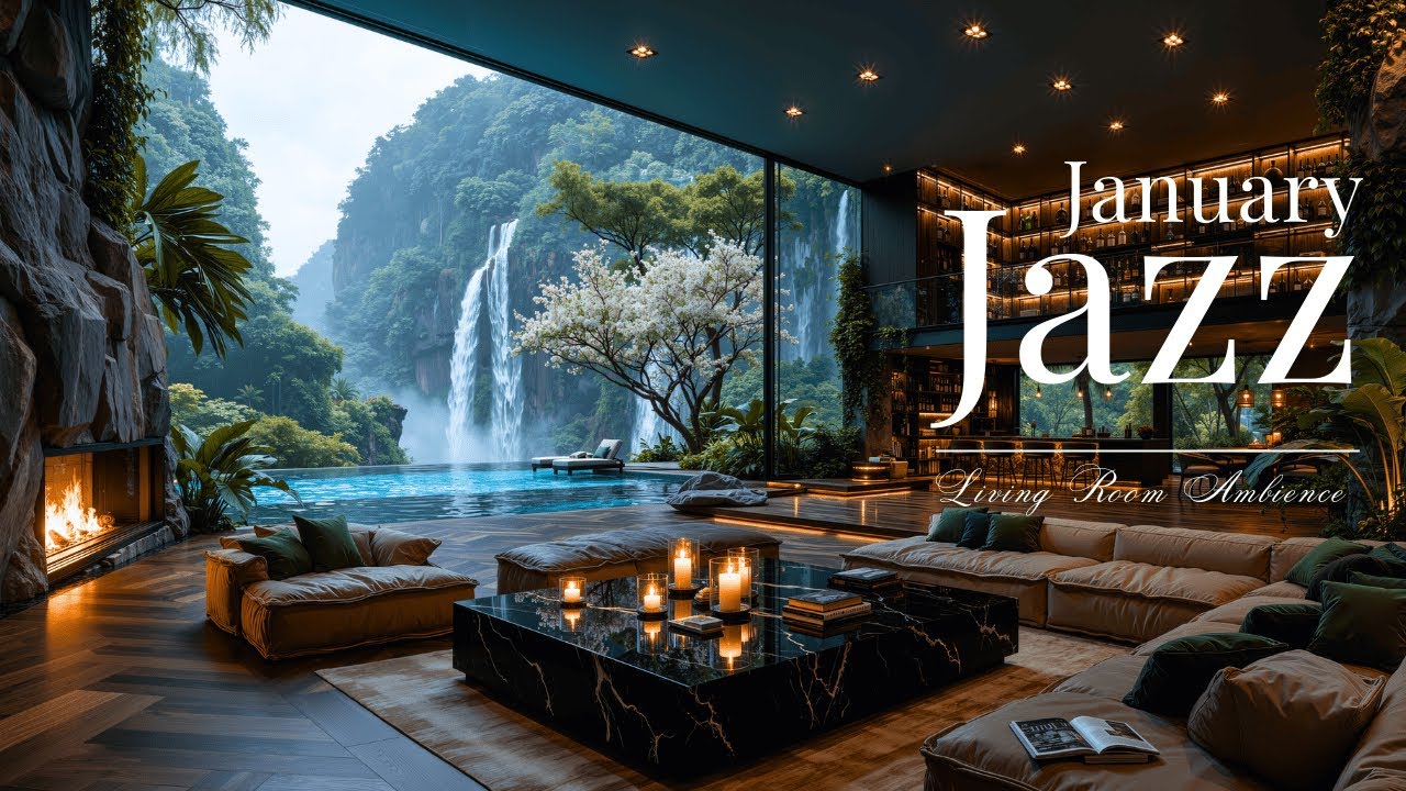Tranquil Nature Living Room Jazz Ambience | January Forest View for Stress Relief and Work