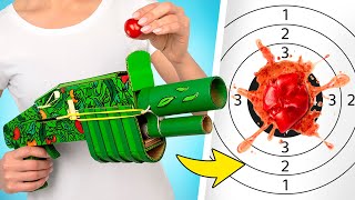 Un bláster de tomates hecho de cartón DIY