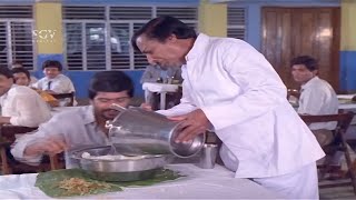 Shankarnag Eating Full Meals Hotel Comedy Scenes Ramakrishna Prana Snehitha Kannada Movie