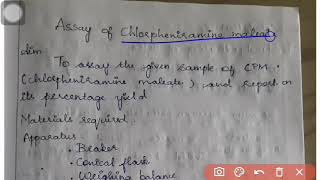 Ay Of Chlorpheniramine Maleate As Per B Pharm Syllabus In 7 Min