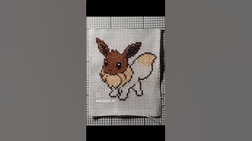 Cross Stitch: Time Lapse of Pokémon Eevee #omegaalpha_art #crossstitching #pokemon #eevee