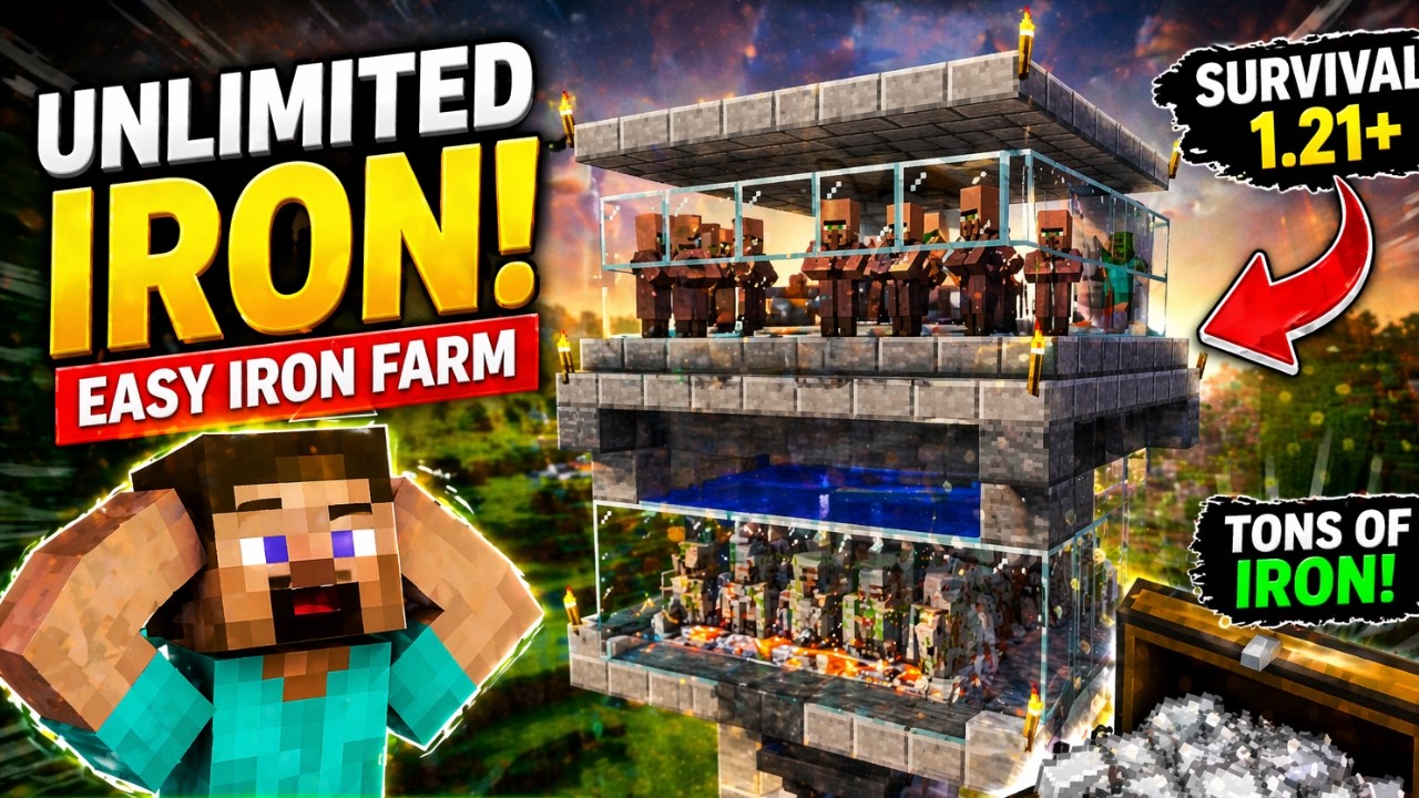 minecraft iron farm tutorial survival easy iron farm gameplay mp4 - YouTube