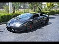 Lamborghini Huracan Test Drive LOUD BLACK BULL Accelerations Downshifts & Revs at Lamborghini Miami