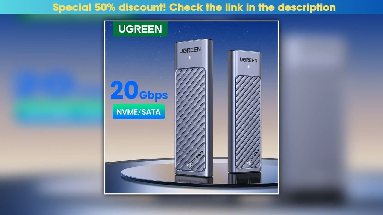 UGREEN M2 SSD Case M2 NVMe SATA SSD Enclosure Adapter 20Gbps USB 32 Gen2 USB C External Enclosure