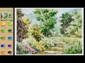 Landscape Watercolor -  Forest Road (sketch & color mixing view) NAMIL ART