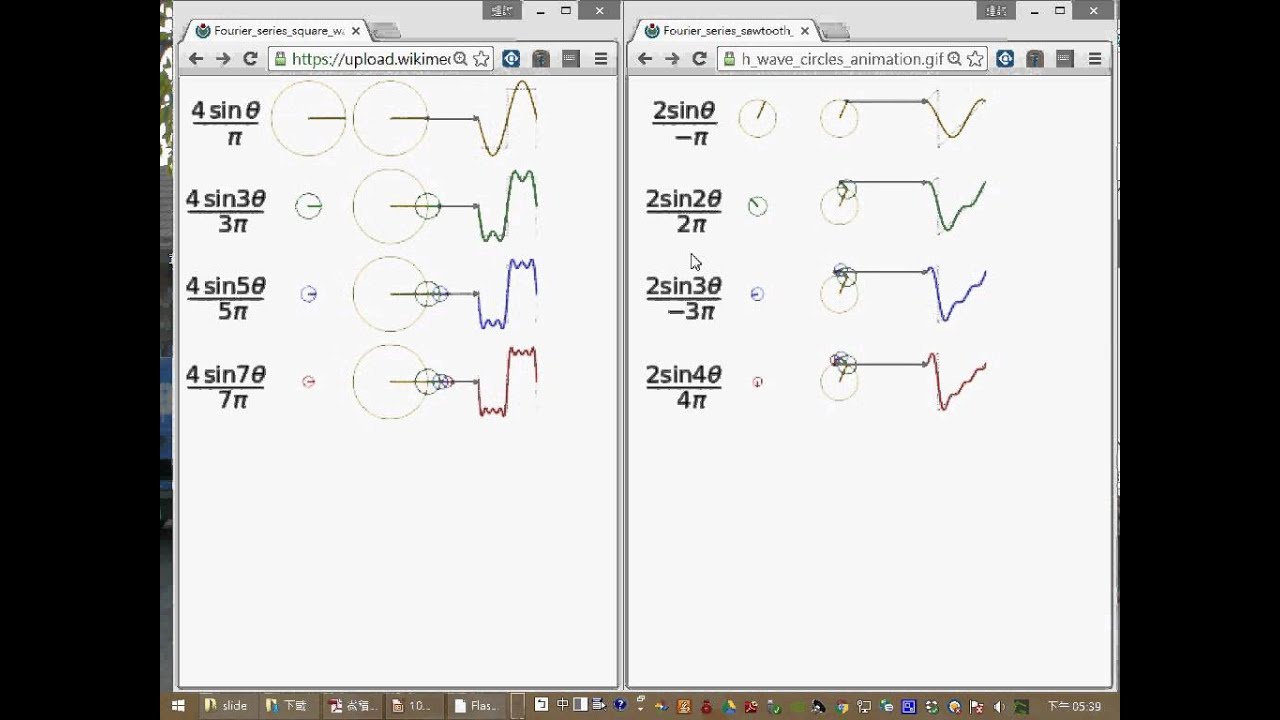 用 sin 波逼近方波和三角波 -- 傅立葉轉換的範例