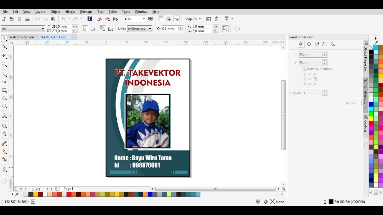  Cara  Membuat  Id  Card  di Corel Draw  By Takevektor YouTube