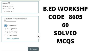B.ed Workshop Code 8605 solved Mcqs | workshop 8605 60 solved Mcqs | Workshop Quiz solved Mcqs |
