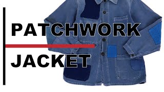 SASAKI-JIRUSHI/French vintage patchwork blue work jacket/【佐々木印】ビンテージリメイク　パッチワーク　ワークジャケット（小さめ）