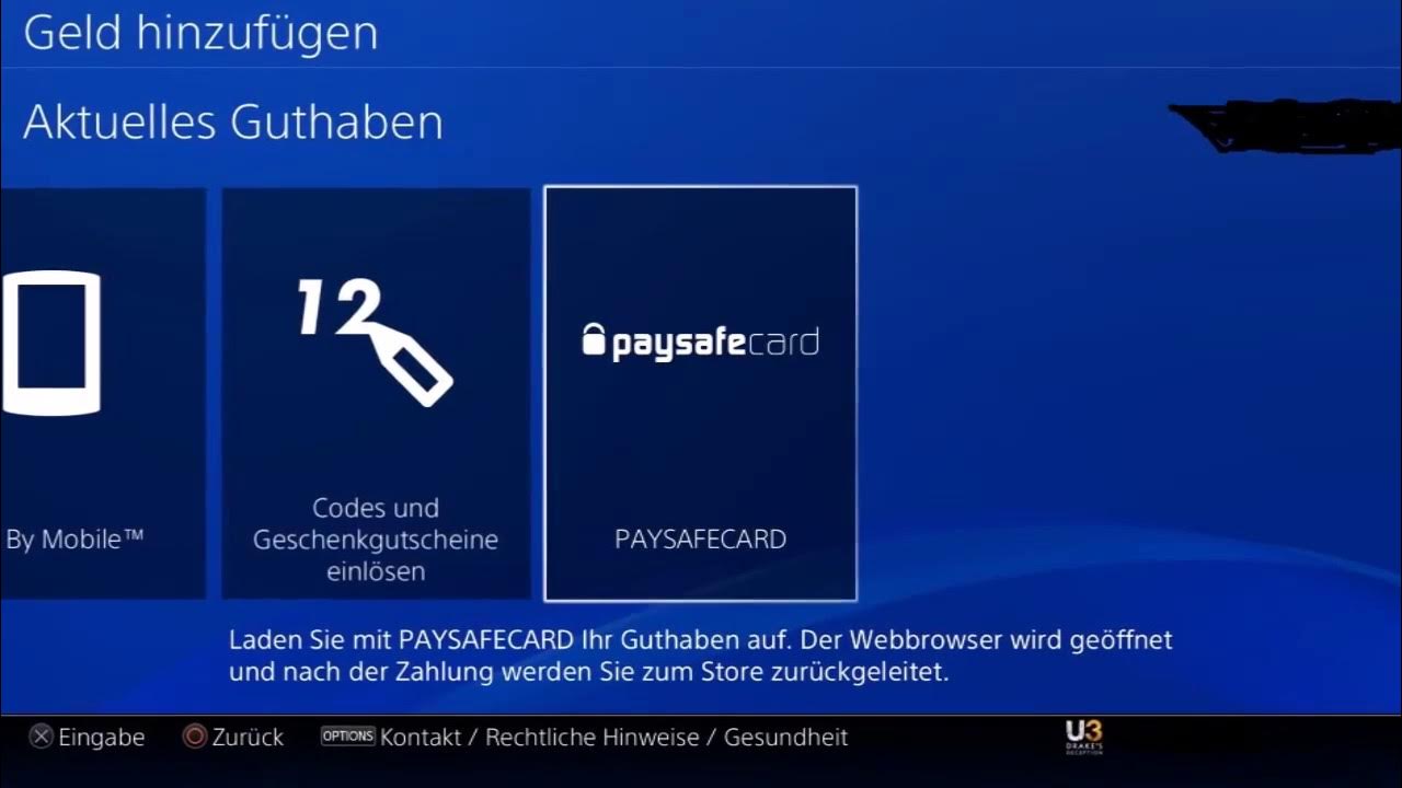 PS4 PSN Guthaben mit Paysafecard Paysafekarte aufladen erhöhen Deutsch YouTube