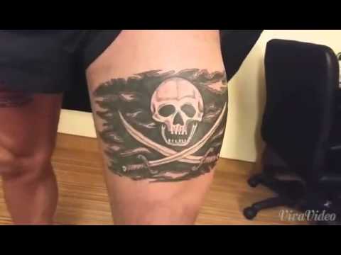 First pirate flag tattoo - YouTube