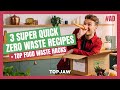 3 SUPER QUICK ZERO WASTE RECIPES & Top Food Waste Hacks
