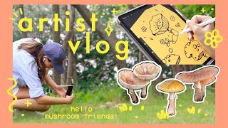 ARTIST VLOG 02 ✿ mushroom hunting, therapeutic art, and mosa cat!