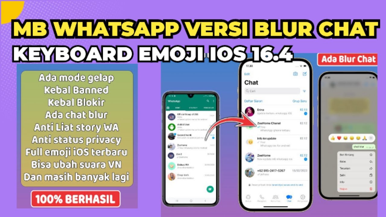 MB Whatsapp Ios Terbaru 2023 Versi Blur Chat Dan Emoji Ios 16.4