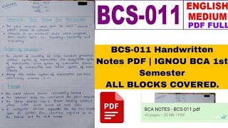 BCS-011 Handwritten Notes PDF | BCA 1st Semester IGNOU Notes | All Units | Complete Study Material