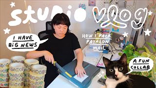 STUDIO VLOG ♡ BIG NEWS, AN EXCITING COLLAB, DIGITAL DRAWING, HOW I PACK PATREON MAIL 🍙