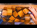 Woodturning :  THE GLOWING LAVA APPLE CUBES