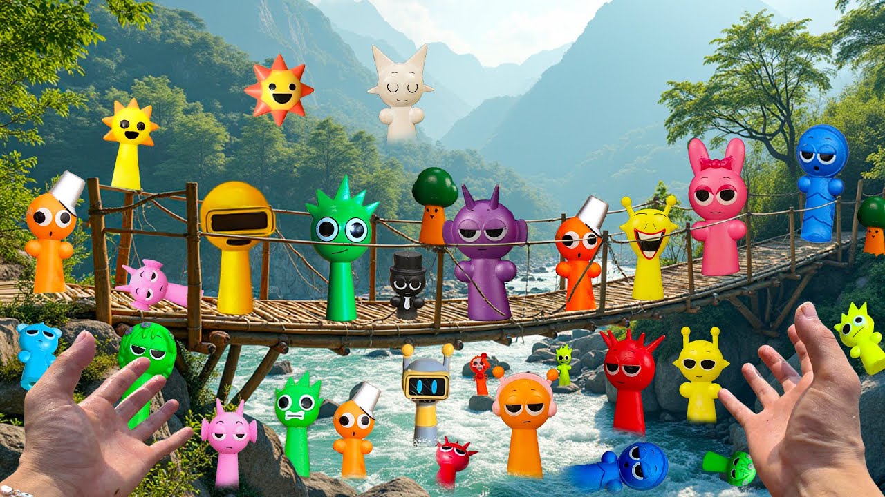 🌉On the BAMBOO BRIDGE, I Found ALL SPRUNKI: Sky| Garnold| Pinki| Vineria| Lime| Oren| Brud