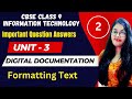 Important Question Answers | Digital Documentation (Part 2) | CBSE Class 9 Information Technology