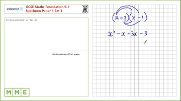 GCSE Maths EDEXCEL Specimen Set 1 Foundation     Paper 1   Q27 Expanding double brackets