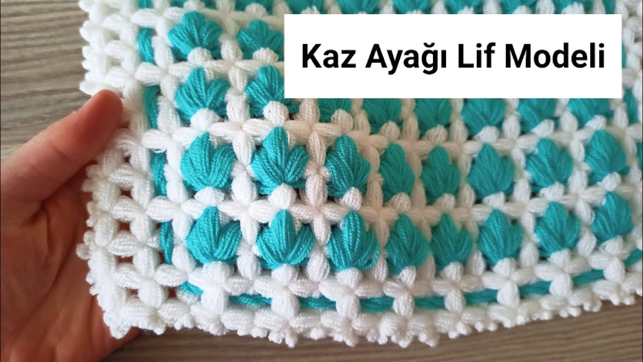 Kaz Ayağı Kare Lif Modeli - Çeyizlik Lif Modeli - Örgü Lif