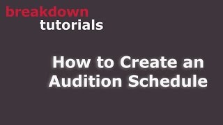 CD 3  How to Create a Schedule