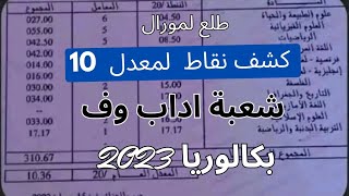 كشف نقاط لمعدل 10 لشعبة #اداب وفلسفة #طلع_مورال