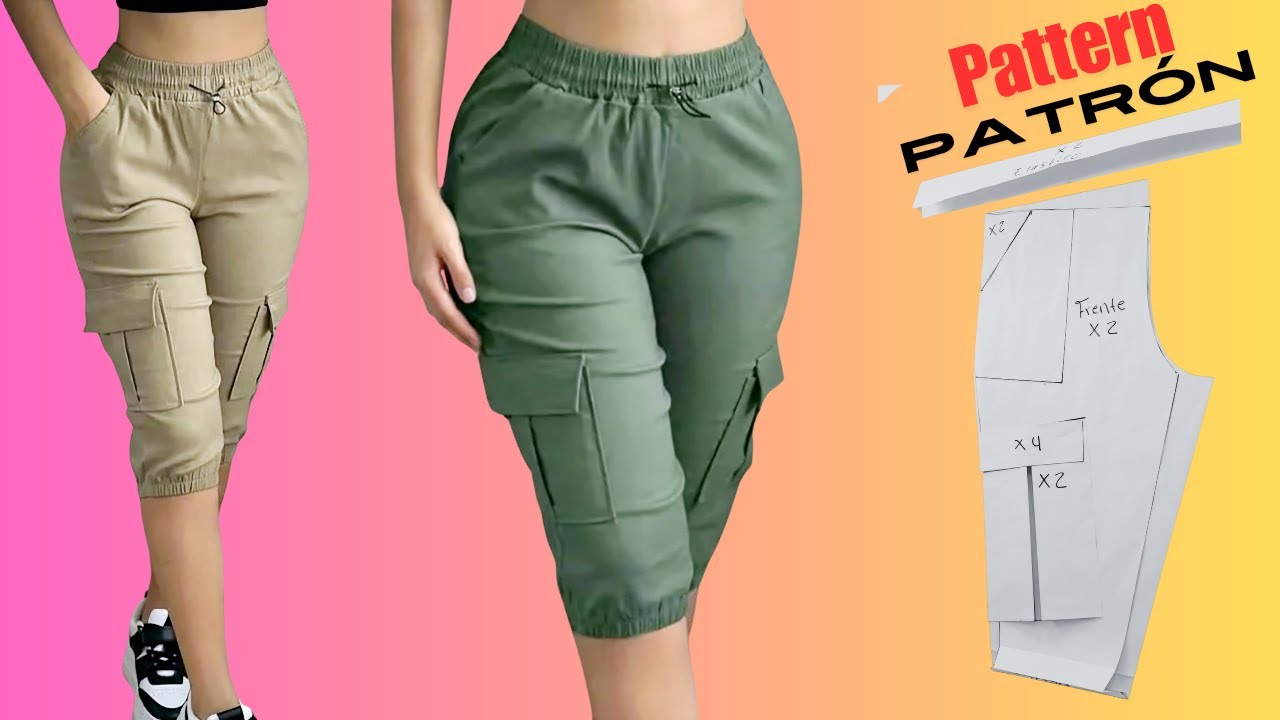 Pantalones a la Rodilla tipo Joggers para Mujer Muy fácil de Diseñar