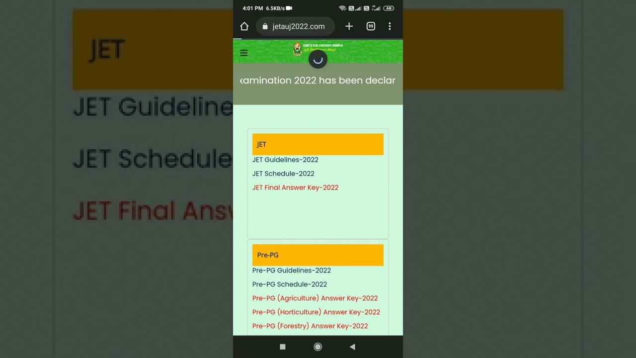 Jet results 2022 declared|| Jet 2022 results update au jodhpur|| Jet 2022 au jodhpur update||