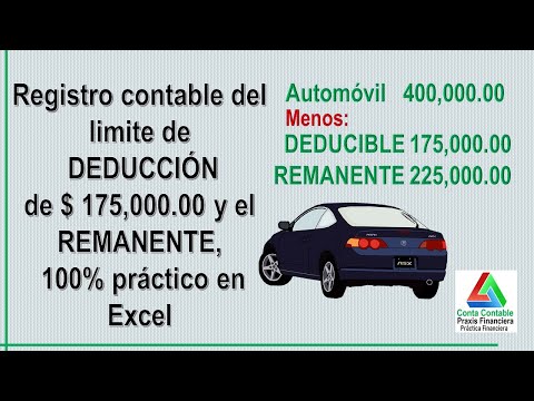 REGISTRO CONTABLE DE LA INVERSION EN AUTOMOVIL DEDUCIBLES HASTA 175,000 pesos 100% práctico en Excel