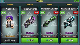 Trying and buying new trader guns - Pixel gun 3d