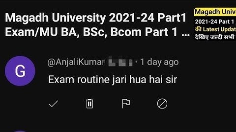 Magadh University 2021-24 Part1 Exam/MU Part 1 Exam Comments का Reply Live देखे MU Update News Today
