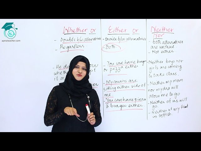 How to use Whether, Neither, Either in English Language | Apna Teacher class=