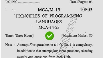 2019 Kuk MCA 2nd Sem Principles of Programming Language Question Paper