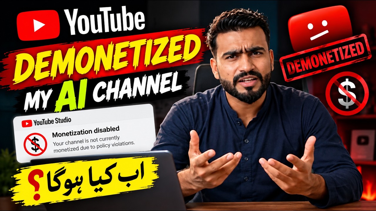Demonetize 🚨 YouTube نے میرا AI Channel DEMONETIZE کر دیا! 😱 | AI Creators Beware ...