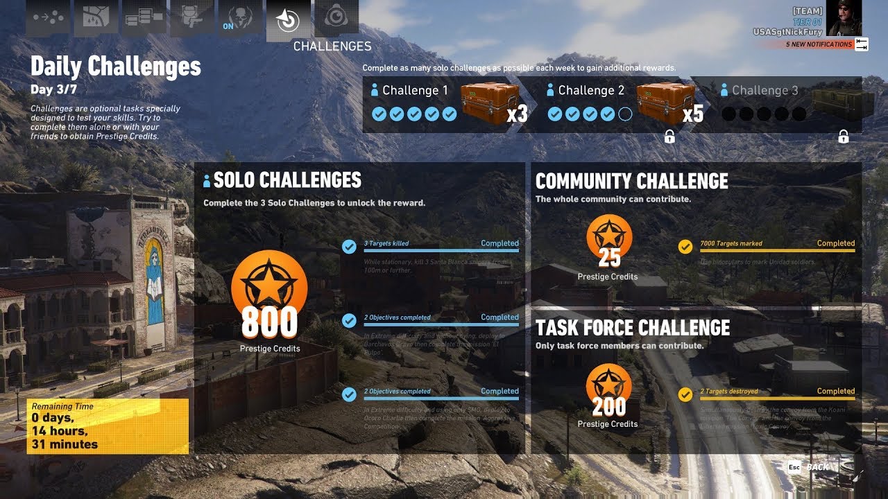 Ghost Recon Wildlands Daily Challenges Week 22 Day 3 Solo Challenge 3 Aggressive Competition