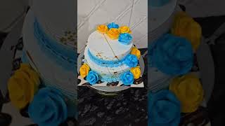 🌹Beautiful Blue & Yellow Rose Cake Design | Two Tier Birthday Cake Decoration Tutorial 🌹Beautiful Blue & Yellow Rose Cake Design | Two Tier Birthday Cake Decoration Tutorial