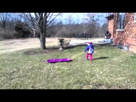 Jonelle sleds without snow - YouTube