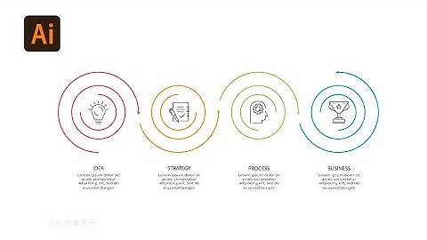 Line Infographic in 4 Steps in Illustrator / Free slides Adobe Illustrator, Photoshop and PowerPoint
