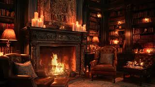 Dark Academia Library Ambience with Fireplace Sounds for Productive Study Sessions | 3 Hours