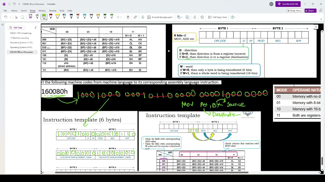 CSE341 - Machine Code to Assembly Instruction