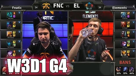 Fnatic vs Elements | S5 EU LCS Summer 2015 Week 3 Day 1 | FNC vs EL W3D1 G4 Round 1