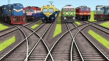 2 TRAINS CROSSING ON BUMPY FORKED RAILROAD CROSSING | Train Simulator 2022 #railroad Lion in railway