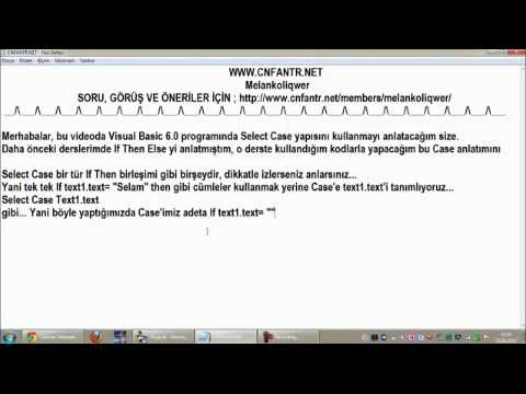 Visual Basic 6.0 Select Case Anlatımı